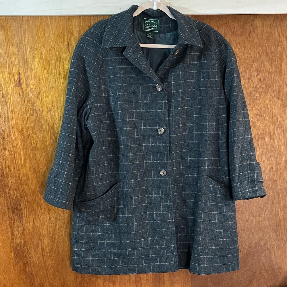 RALPH LAUREN Wool Coat in Gray/Blue Sz 12